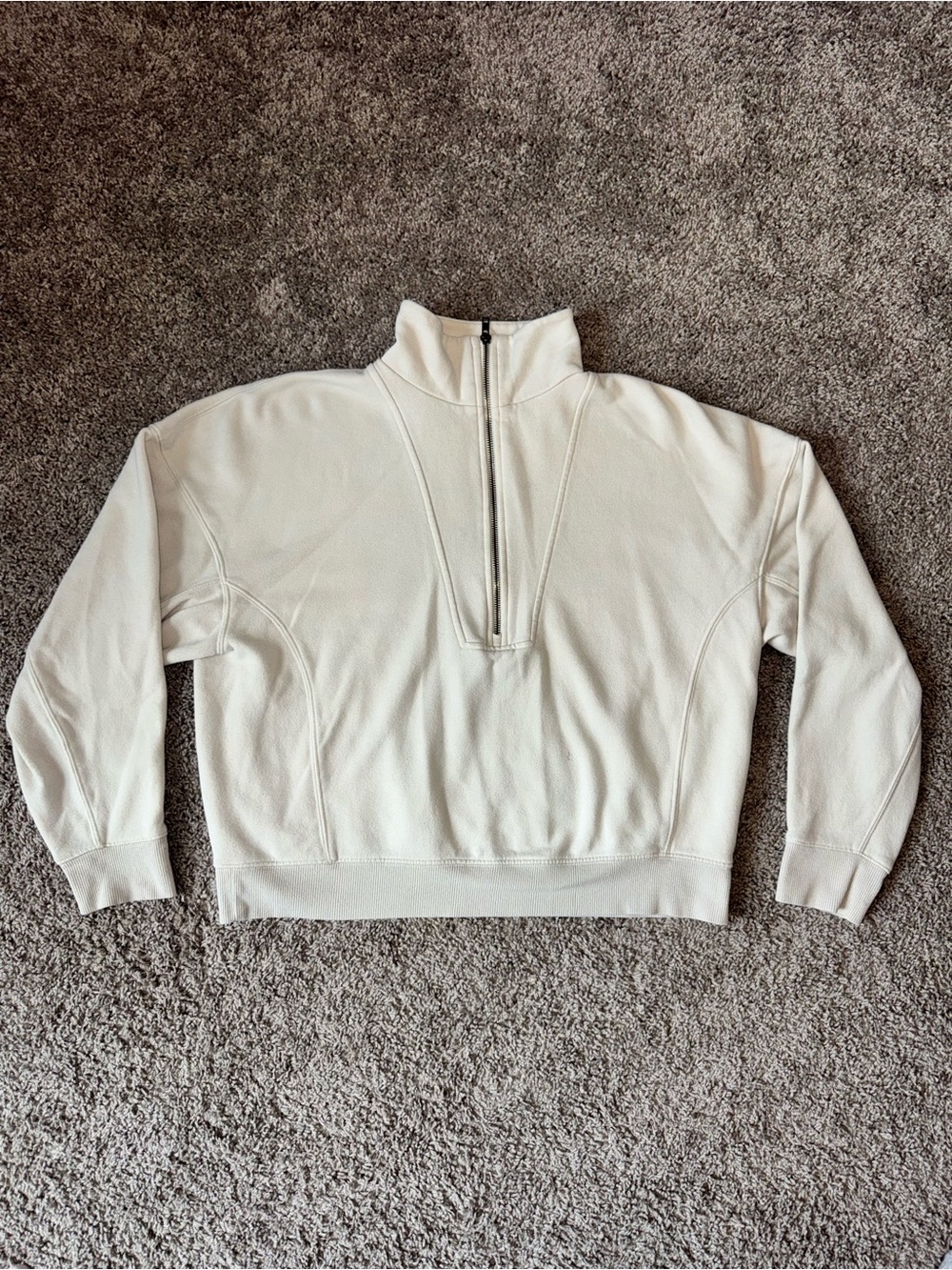 Large Universal Thread Women's Cream Half-Zip Sweatshirt Pullover